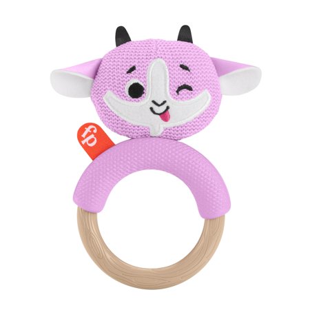 Fisher-Price Knit Teether Goat, Baby Rattle and Teething Toy