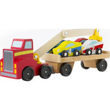 Melissa & Doug Magnetic Car Loader Wooden Toy Set With 4 Cars and 1 Semi-Trailer Truck