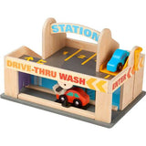 Melissa & Doug Service Station Parking Garage With 2 Wooden Cars and Drive-Thru Car Wash
