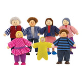 Melissa & Doug 7-Piece Poseable Wooden Doll Family for Dollhouse (2-4 inches each)