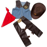 Melissa & Doug Cowboy Role Play Costume Set (5pc) - Includes Faux Leather Chaps, Adult Unisex, Size: One Size, Blue/Gold/Red