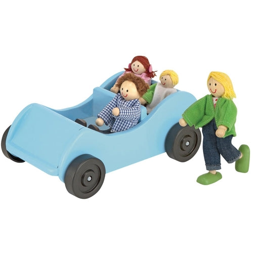 Melissa & Doug Road Trip Wooden Toy Car and 4 Poseable Dolls (4-5 inches each)