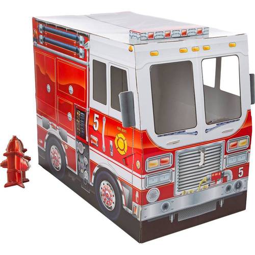 Melissa & Doug Fire Truck Indoor Corrugate Cardboard Playhouse (4 Feet Long)