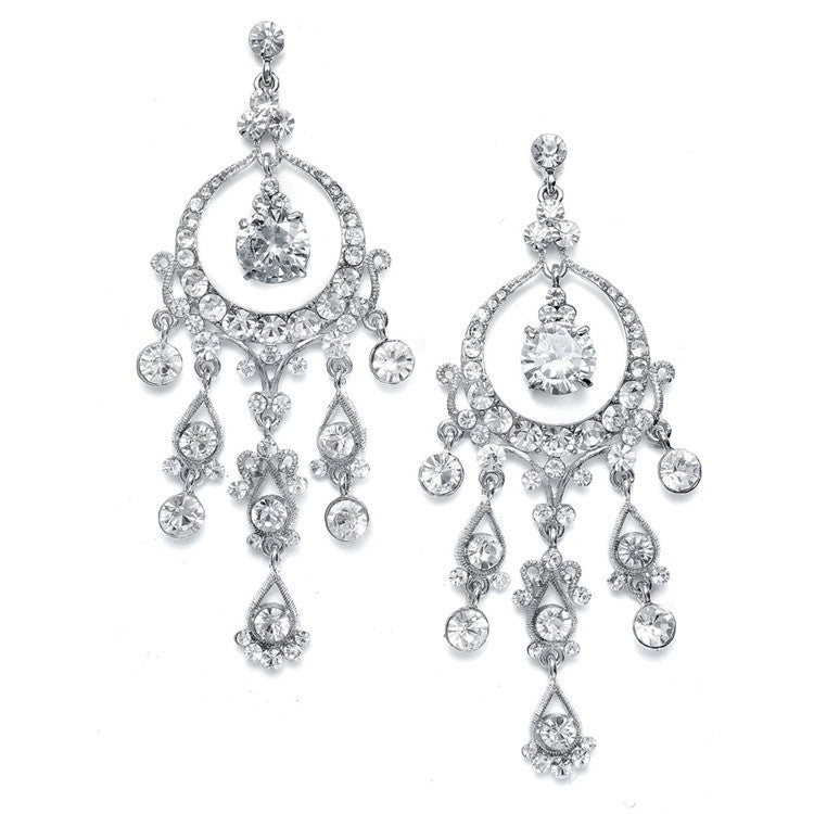 Alluring Genuine Austrian Crystal Chandelier Bridal Earrings 639E