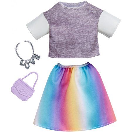 Barbie Complete Looks Rainbow Skirt/Gray Top
