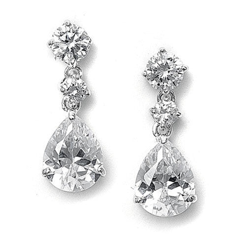 Classic CZ Teardrop Wedding Earrings 660E