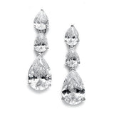 Cubic Zirconia Triple Pears Drop Bridal Earrings 685E