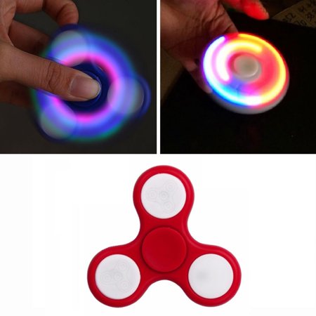 Light Up Color Flashing LED Fidget Spinner Tri-Spinner Hand Spinner Finger Spinner Toy Stress Reducer for Anxiety and Stress Relief - Red