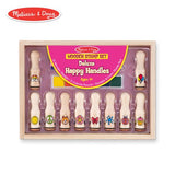 Melissa & Doug Deluxe Happy Handle Stamp Set With 10 Stamps, 5 Colored Pencils, and 6-Color Washable Ink Pad