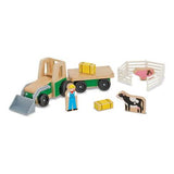 Melissa & Doug Farm Tractor Wooden Vehicle Play Set (5pc)