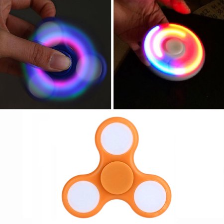 Light Up Color Flashing LED Fidget Spinner Tri-Spinner Hand Spinner Finger Spinner Toy Stress Reducer for Anxiety and Stress Relief - Orange