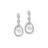 Pave CZ Wedding Earrings with Caged Pearl 700E-S