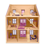 Melissa & Doug Multi-Level Wooden Dollhouse With 19pc Furniture