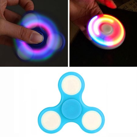 Light Up Color Flashing LED Fidget Spinner Tri-Spinner Hand Spinner Finger Spinner Toy Stress Reducer for Anxiety and Stress Relief - Light Blue