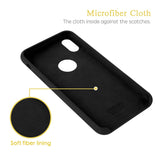 iPhone X Case Liquid Silicone Gel Rubber Case with Soft Microfiber Cloth Lining Cushion for Apple iPhone X (Black)