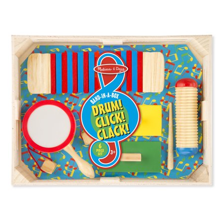 Melissa & Doug Band-in-a-Box Drum! Click! Clack! - 6-Piece Musical Instrument Set