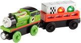Fisher Price  Thomas & Friends Wooden Railway, Ready, Set, Race Percy - Battery Operated DFW80