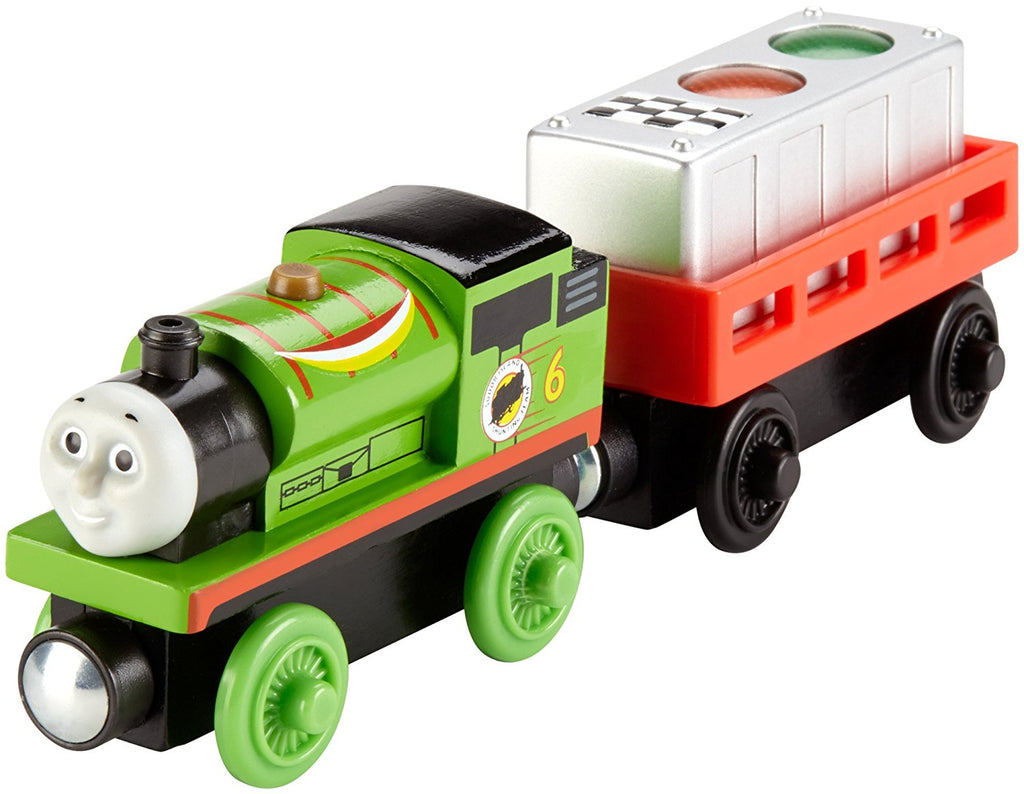 Fisher Price  Thomas & Friends Wooden Railway, Ready, Set, Race Percy - Battery Operated DFW80
