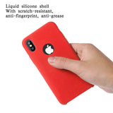 iPhone X Case Liquid Silicone Gel Rubber Case with Soft Microfiber Cloth Lining Cushion for Apple iPhone X (red)