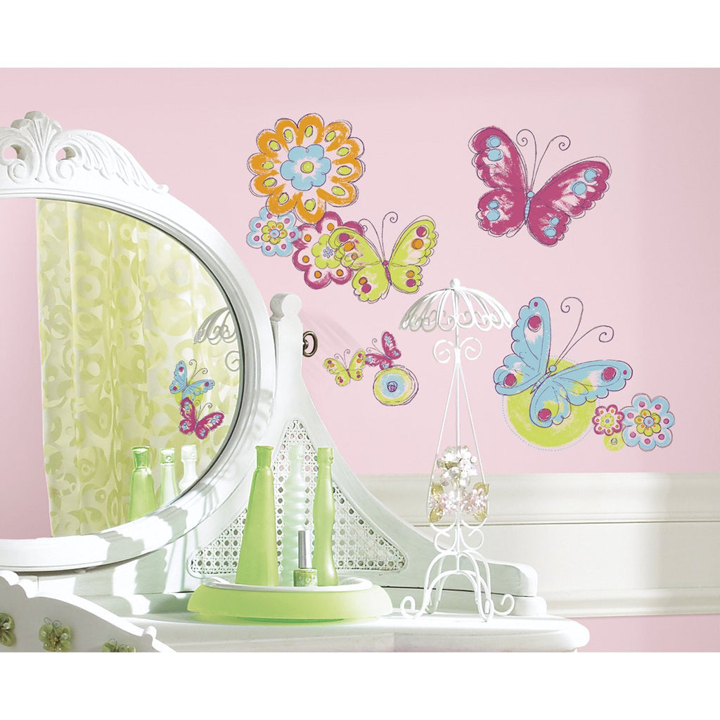 RoomMates Brushwork Butterfly Peel and Stick Wall Decals