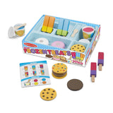 Melissa & Doug F r o z e n Treats: Wooden Play Food Set Bundle with 1 Theme Compatible M&D Scratch Fun Mini-Pad (09869)