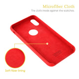 iPhone X Case Liquid Silicone Gel Rubber Case with Soft Microfiber Cloth Lining Cushion for Apple iPhone X (red)