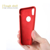 iPhone X Case Liquid Silicone Gel Rubber Case with Soft Microfiber Cloth Lining Cushion for Apple iPhone X (red)