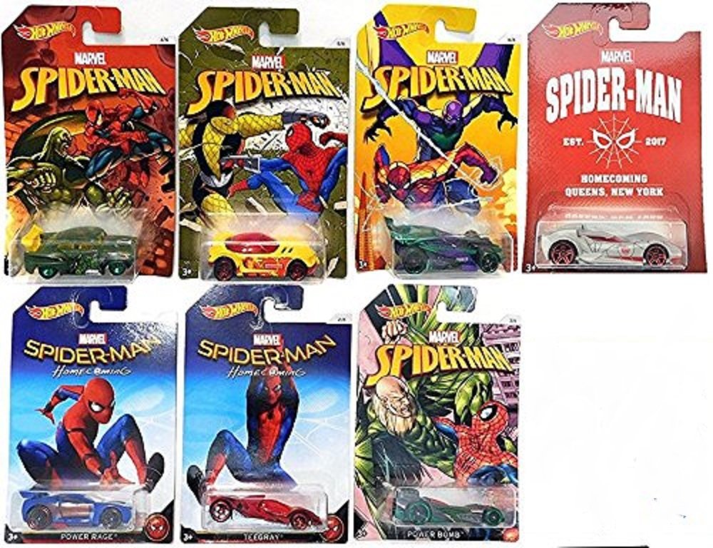 Mattel Hot Wheels 2017 Marvel Spider-Man Bundle of 7 or One Unit DWD14