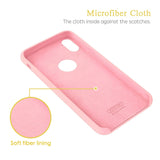 iPhone X Case Liquid Silicone Gel Rubber Case with Soft Microfiber Cloth Lining Cushion for Apple iPhone X (Pink)