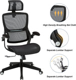 SSG Office Chair Ergonomic Desk Chair - Curved Linear Mesh Seat Lumbar Support HighBack Computer Chair with Headrest Flip-up Armrests, Adjustable Height & Tilt Home Chairs, Swivel Executive Task Chair