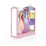 Guidecraft See and Store Dress-up Center  Pastel: Toddlers' Clothing Rack Wardrobe with Mirror & Shelves, Cubby Armoire with Bottom Tray - Kids Bedroom Furniture.