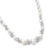 Luxurious Pearl and CZ Bridal Necklace 723N