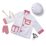 Melissa & Doug Chef Role Play Costume Dress -Up Set With Realistic Accessories, Adult Unisex, Size: One Size, Red/Gold/red