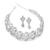 Bold Crystal Vine Wedding Choker Necklace Set 750S-CR - Discontinued