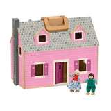 Melissa & Doug Fold and Go Wooden Dollhouse With 2 Dolls and Wooden Furniture