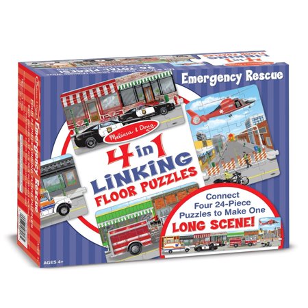 Melissa And Doug Rescue Vehicles 4-In-1 Jumbo Linking Floor Puzzle 96pc