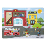 Melissa & Doug Around the Fire Station Sound Puzzle - Wooden Peg Puzzle (8pc)