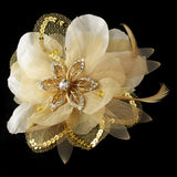 Crystal Rhinestone Matte Satin & Organza Bridal Flower Hair Clip with Brooch Pin 8106