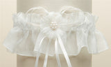 Organza Bridal Garters with Baby Pearl Cluster
