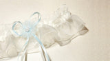 Organza Bridal Garters with Baby Pearl Cluster