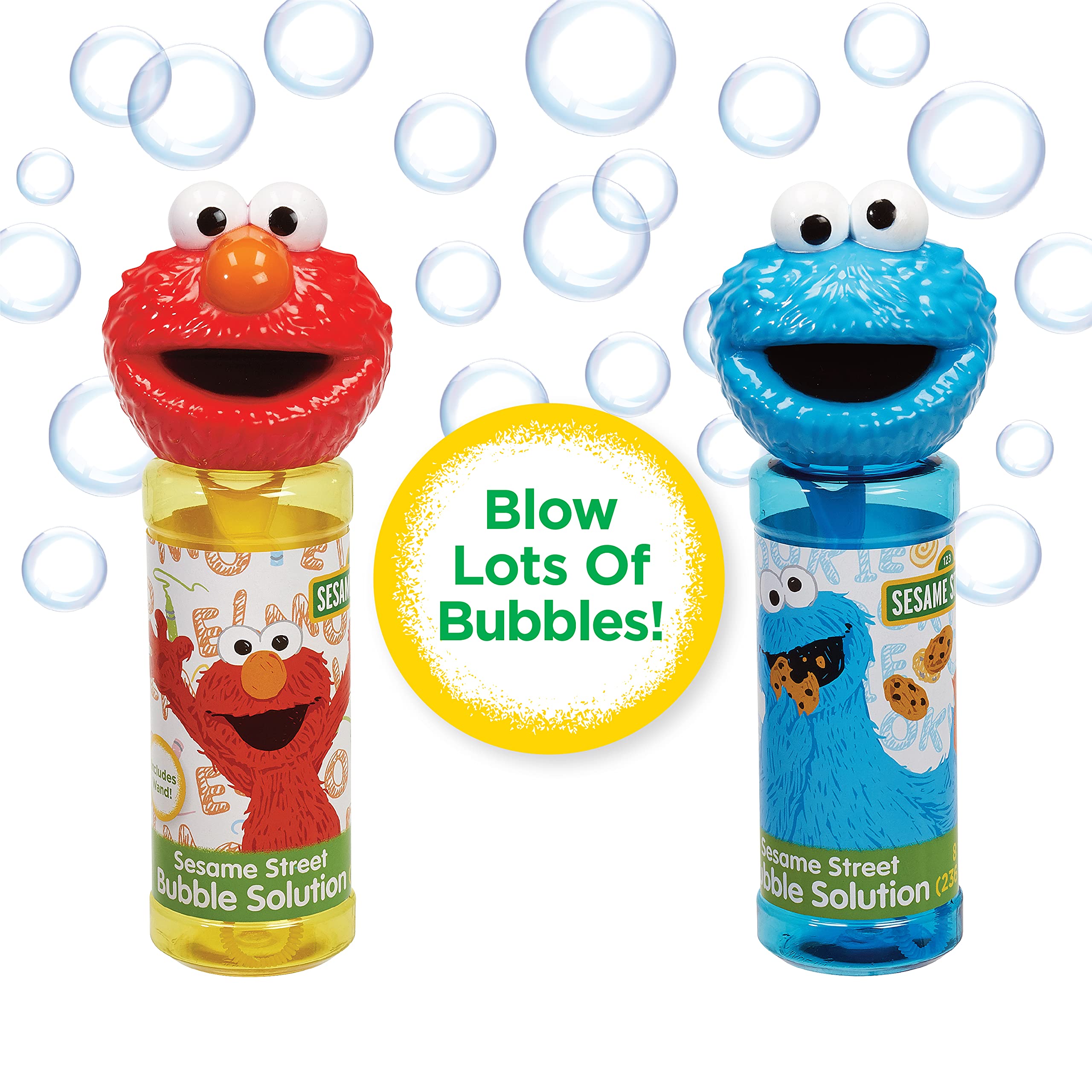 Bundle of 2 |Little Kids Sesame Street Elmo & Cookie Monster 8oz Bubbles & Wand Character