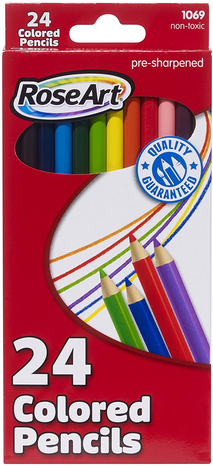 Mattel RoseArt Colored Pencils, 24-Count, Assorted Colors, Packaging May Vary DFB56