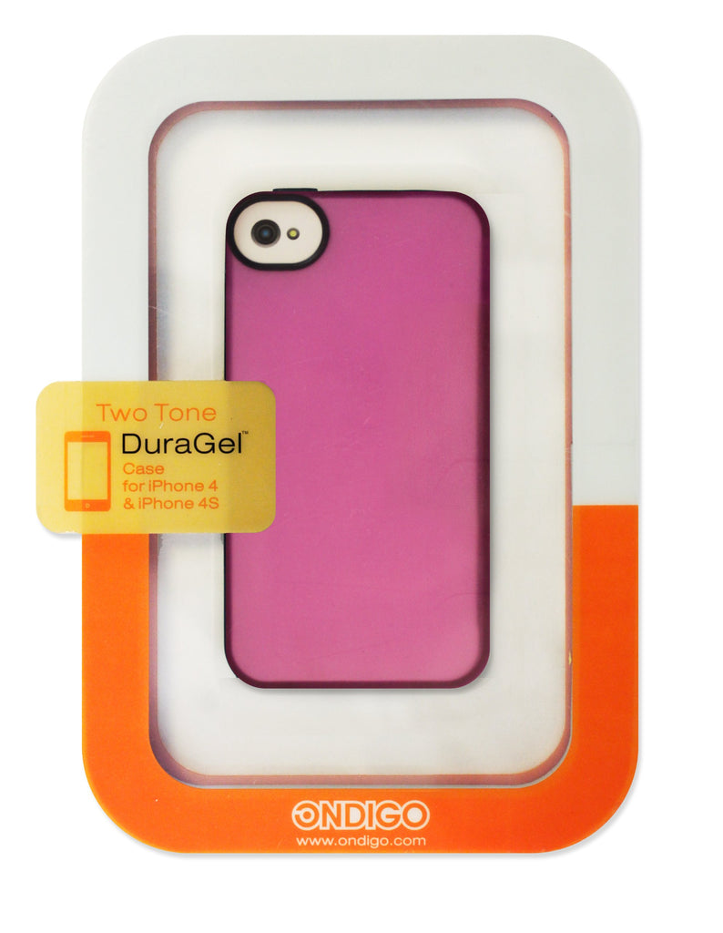Ondigo - iPhone 4/4s Two Tone DuraGel Case - Transparent Pink & Hot Pink