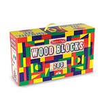 Melissa & Doug Wooden Building Block Set - 200 Blocks in 4 Colors and 9 Shapes
