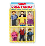 Melissa & Doug 7-Piece Poseable Wooden Doll Family for Dollhouse (2-4 inches each)