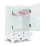Melissa & Doug White Wooden Doll Armoire Closet With 2 Hangers (12 x 20 x 9 inches)