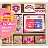 Melissa & Doug Wooden Stamp Set: Friendship - 9 Stamps, 5 Colored Pencils, and 2-Color Stamp Pad