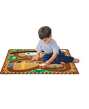 Melissa & Doug Round the Construction Zone Work Site Rug With 3 Wooden Trucks (39 x 36 inches)
