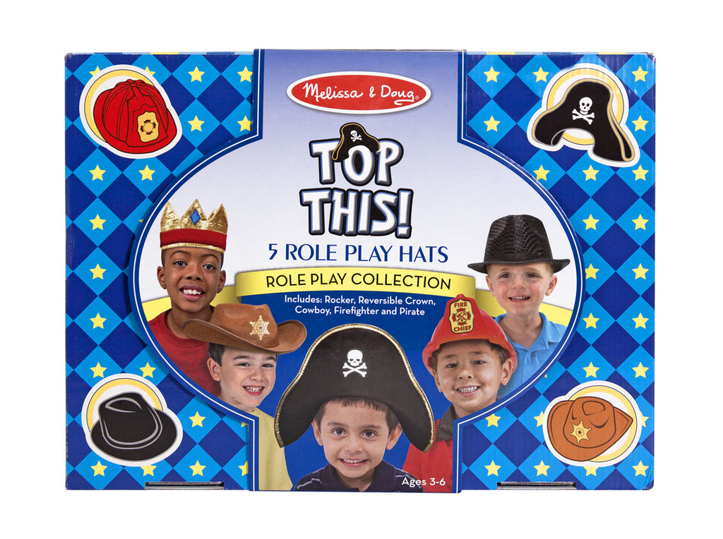 Melissa & Doug Top This!  Role Play Hats - Brown/Black 8526