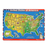 Melissa & Doug USA Map Sound Puzzle - Wooden Peg Puzzle With Sound Effects (40pc)